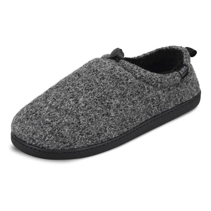 Isotoner® Mens Felt Full Back Slipper With Pull Toggle Grey Extra Image 2